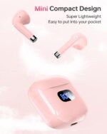 Wireless Earbuds Bluetooth 5.3 Ear Buds Headphones, 40Hrs Playback | Stereo Sound, LED Display, IPX7 Waterproof, Compact In-ear Earphones with Mic for Phone Tablet Laptop Sport, Pink - Image 3