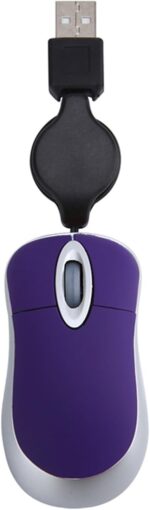 USB Wired Mini Mouse,Small Corded Mice with Retractable Cable for Travel,Kids,Gifts-Purple - Image 3