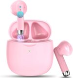 Wireless Earbuds, Bluetooth 5.4 Earbuds Stereo Bass, Bluetooth Headphones | in Ear Noise Cancelling Mic, Earphones IP7 Waterproof Sports, 32H Playtime USB C Charging Case Pink Ear Buds for Android iOS