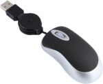 USB Wired Mini Mouse,Small Corded Mice with Retractable Cable for Travel,Kids,Gifts-Black