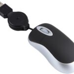 USB Wired Mini Mouse,Small Corded Mice with Retractable Cable for Travel,Kids,Gifts-Black