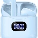 Wireless Earbuds Bluetooth 5.3 Ear Buds Headphones, 40Hrs Playback | Stereo Sound, LED Display, IPX7 Waterproof, Compact In-ear Earphones with Mic for Phone Tablet Laptop Sport, Blue