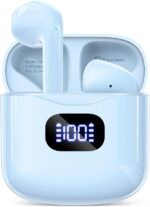 Wireless Earbuds Bluetooth 5.3 Ear Buds Headphones, 40Hrs Playback | Stereo Sound, LED Display, IPX7 Waterproof, Compact In-ear Earphones with Mic for Phone Tablet Laptop Sport, Blue