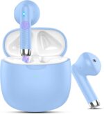 Wireless Earbuds, Bluetooth 5.4 Headphones in Ear with Noise Cancelling Mic, Bluetooth Earbuds Stereo Bass, IP7 Waterproof Sports Earphones, 32H Playtime USB C Charging Buds Light Blue for Android iOS