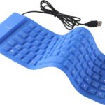 Foldable Silicone Wired Silent Keyboard, 85-Key Portable Soft Rubber Lightweight Waterproof USB Rollup Keyboard with 4.53ft for Laptop PC Computer Travel Office Home (Blue)