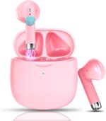Wireless Earbuds, Bluetooth 5.4 Earbuds Stereo Bass, Bluetooth Headphones | in Ear Noise Cancelling Mic, Wireless Earphones IP7 Waterproof Sports, 32H Playtime Mini USB C Charging Ear Buds Light Pink