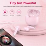Wireless Earbuds, Bluetooth 5.4 Headphones in Ear with Noise Cancelling Mic | Bluetooth Earbuds Stereo Bass, IP7 Waterproof Sports Earphones, 32H Playtime USB C Charging Ear Buds Pink for Android iOS - Image 7