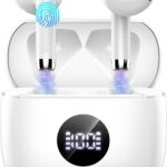 Wireless Bluetooth 5.4 Earbuds, LED Power Display Headphones, 6D Stereo | HiFi Stereo Earbuds, In-Ear Noise Cancelling Mic, 40H Playback Mini Case, IP7 Waterproof Sports Earphones, Android iOS