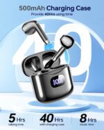 Wireless Earbuds Bluetooth 5.3 Ear Buds Headphones, 40Hrs Playback | Stereo Sound, LED Display, IPX7 Waterproof, Compact In-ear Earphones with Mic for Phone Tablet Laptop Sport, Obsidian - Image 4