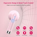 Wireless Earbuds, Bluetooth 5.4 Headphones in Ear with Noise Cancelling Mic | Bluetooth Earbuds Stereo Bass, IP7 Waterproof Sports Earphones, 32H Playtime USB C Charging Ear Buds Pink for Android iOS - Image 6