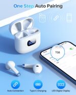 Wireless Earbuds Bluetooth 5.3 Ear Buds Headphones, 40Hrs Playback | Stereo Sound, LED Display, IPX7 Waterproof, Compact In-ear Earphones with Mic for Phone Tablet Laptop Sport, White - Image 2