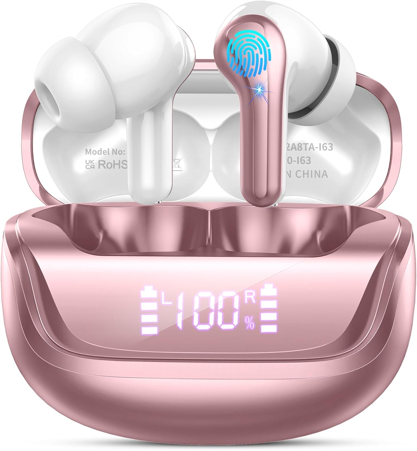61JTBRe6SKL._AC_SL1500_ Wireless Earbuds, Bluetooth 5.4 Headphones, 50H Playtime in Ear Earphones | with 4 ENC Noise Cancelling Mics, IP7 Waterproof in Ear Earphones, LED Display Fast Charging Case, HiFi Stereo Deep Bass - Image 1