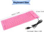 Foldable Silicone Wired Silent Keyboard, 85-key Portable Soft Rubber Lightweight Waterproof USB Rollup Keyboard with 4.53ft for Laptop PC Computer Travel Office Home (Pink) - Image 2