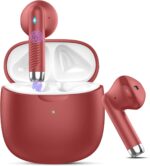 Wireless Earbuds, Bluetooth 5.4 Headphones in Ear with Noise Cancelling Mic, Bluetooth Earbuds Stereo Bass, IP7 Waterproof Sports Earphones, 32H Playtime USB C Charging Ear Buds Red for Android iOS