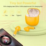 Wireless Earbuds, Bluetooth 5.4 Headphones in Ear with Noise Cancelling Mic | Bluetooth Earbuds Stereo Bass, IP7 Waterproof Sports Earphones, 32H Playtime USB C Charging Ear Buds Yellow for Android iOS - Image 7
