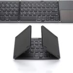Foldable Bluetooth Keyboard,Wireless Portable Keyboard with touchpad,Rechargeable Pocket-Size Folding Travel Keyboard for iOS,Android,Windows Devices-Space Gray