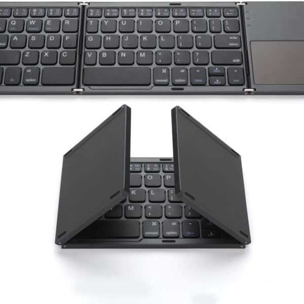 Foldable Bluetooth Keyboard,Wireless Portable Keyboard with touchpad,Rechargeable Pocket-Size Folding Travel Keyboard for iOS,Android,Windows Devices-Space Gray