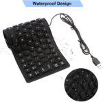 Foldable Silicone Wired Silent Keyboard, 85-Key Portable Soft Rubber Lightweight Waterproof USB Rollup Keyboard with 4.53ft for Laptop PC Computer Travel Office Home (Black) - Image 2