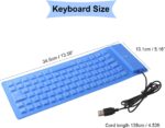 Foldable Silicone Wired Silent Keyboard, 85-Key Portable Soft Rubber Lightweight Waterproof USB Rollup Keyboard with 4.53ft for Laptop PC Computer Travel Office Home (Blue) - Image 2