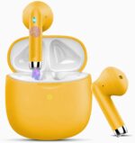 Wireless Earbuds, Bluetooth 5.4 Headphones in Ear with Noise Cancelling Mic | Bluetooth Earbuds Stereo Bass, IP7 Waterproof Sports Earphones, 32H Playtime USB C Charging Ear Buds Yellow for Android iOS