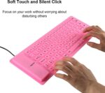 Foldable Silicone Wired Silent Keyboard, 85-key Portable Soft Rubber Lightweight Waterproof USB Rollup Keyboard with 4.53ft for Laptop PC Computer Travel Office Home (Pink) - Image 3