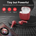 Wireless Earbuds, Bluetooth 5.4 Earbuds Stereo Bass, Bluetooth Headphones | in Ear Noise Cancelling Mic, Earphones IP7 Waterproof Sports, 32H Playtime USB C Charging Case Red Ear Buds for Android iOS - Image 7