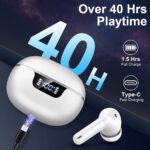 Wireless Earbuds, Bluetooth 5.4 Headphones, Bluetooth In Ear Buds Earphones | 50H Playtime LED, Stereo Bass, 4 Noise Cancelling Mics, IP7 Waterproof Sports, USB C Charging White Ear Buds for Android iOS - Image 5