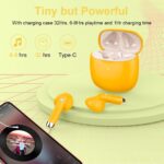 Wireless Earbuds, Bluetooth 5.4 Earbuds Stereo Bass, Bluetooth Headphones in Ear Noise Cancelling Mic, Earphones IP7 Waterproof Sports, 32H Playtime USB C Charging Case Yellow Ear Buds for Android iOS - Image 7