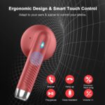 Wireless Earbuds, Bluetooth 5.4 Earbuds Stereo Bass, Bluetooth Headphones | in Ear Noise Cancelling Mic, Earphones IP7 Waterproof Sports, 32H Playtime USB C Charging Case Red Ear Buds for Android iOS - Image 6