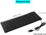 Foldable Silicone Wired Silent Keyboard, 85-Key Portable Soft Rubber Lightweight Waterproof USB Rollup Keyboard with 4.53ft for Laptop PC Computer Travel Office Home (Black) - Image 3