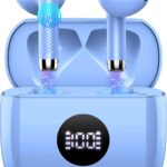 Wireless Earbuds Bluetooth 5.4, LED Power Display Headphones, 6D Stereo | HiFi Stereo Earbuds, In-Ear Noise Cancelling Mic, 40H Playback Mini Case, IP7 Waterproof Sports Earphones, Android iOS