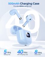Wireless Earbuds Bluetooth 5.3 Ear Buds Headphones, 40Hrs Playback | Stereo Sound, LED Display, IPX7 Waterproof, Compact In-ear Earphones with Mic for Phone Tablet Laptop Sport, Blue - Image 5