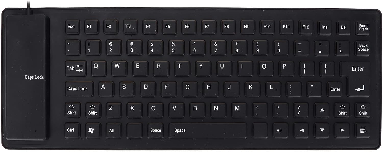 Generic Silicone Keyboard Lightweight Portable Silent Comfortable USB Wired for PC, and (Black), Genericm2kbvnc0oq-13