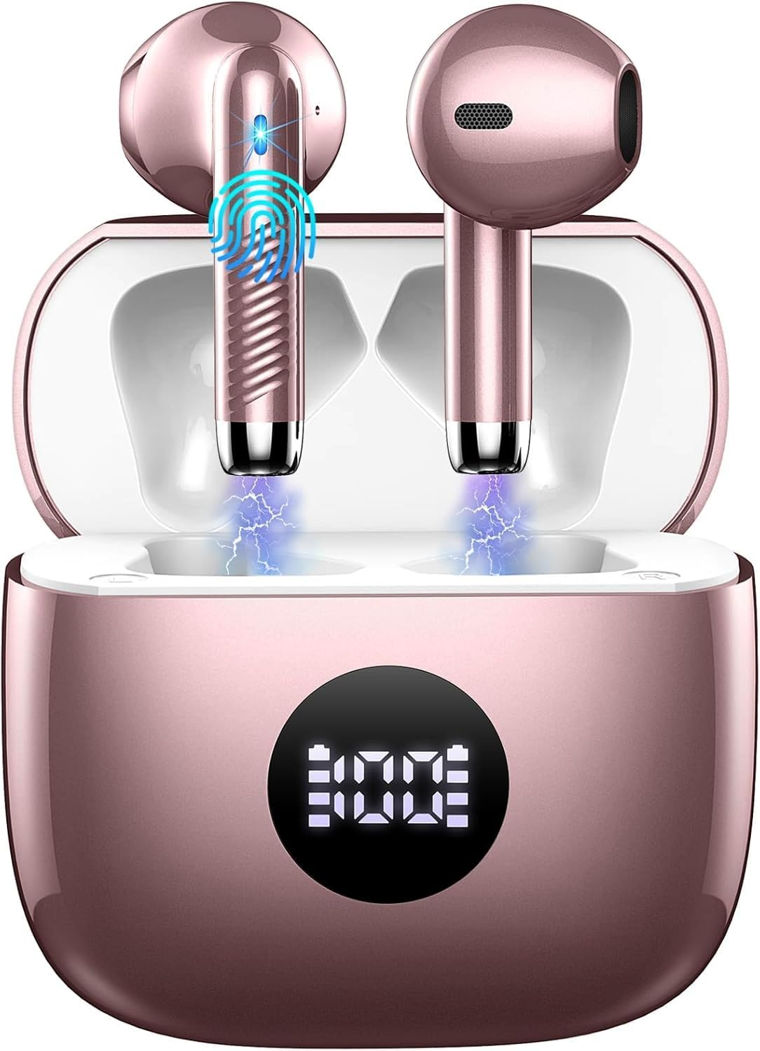 61neyOl4fL._AC_SL1500_ Wireless Earbuds, Bluetooth Headphones 5.4, HiFi Stereo, in-Ear Ear buds | 6D Bass Stereo, 4 ENC Noise Cancelling Mics, 40H Playtime Sport Earbuds, Charging Case, IP7 Waterproof Earphones, LED Display - Image 1