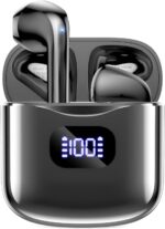 Wireless Earbuds Bluetooth 5.3 Ear Buds Headphones, 40Hrs Playback | Stereo Sound, LED Display, IPX7 Waterproof, Compact In-ear Earphones with Mic for Phone Tablet Laptop Sport, Obsidian