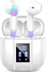 Wireless Earbuds, Bluetooth 5.4 Headphones, 50H Playtime in Ear Earphones | HiFi Stereo, 4 ENC Noise Cancelling Mics, LED Display, mini Fast Charging Case, Deep Bass, IP7 Waterproof for Android iOS