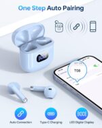 Wireless Earbuds Bluetooth 5.3 Ear Buds Headphones, 40Hrs Playback | Stereo Sound, LED Display, IPX7 Waterproof, Compact In-ear Earphones with Mic for Phone Tablet Laptop Sport, Blue - Image 6