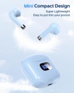 Wireless Earbuds Bluetooth 5.3 Ear Buds Headphones, 40Hrs Playback | Stereo Sound, LED Display, IPX7 Waterproof, Compact In-ear Earphones with Mic for Phone Tablet Laptop Sport, Blue - Image 3