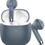Wireless Earbuds, Bluetooth 5.4 Headphones in Ear with Noise Cancelling Mic | Bluetooth Earbuds Stereo Bass, IP7 Waterproof Sports Earphones, 32H Playtime USB C Charging Ear Buds Gray for Android iOS