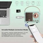 Retro Bluetooth Speaker, Portable Wireless Speaker with Classic Leather Feel & Rose Gold Accents, Loud Sound, Aesthetic Room Decor, for Women Girls Teens Bedroom (Light Blue) - Image 2