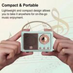 Retro Bluetooth Speaker, Portable Wireless Speaker with Classic Leather Feel & Rose Gold Accents, Loud Sound, Aesthetic Room Decor, for Women Girls Teens Bedroom (Light Blue) - Image 5