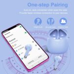 Wireless Earbuds, Bluetooth 5.4 Headphones in Ear with Noise Cancelling Mic | Stereo Bass, IP7 Waterproof Sports Earphones, 32H Playtime Mini USB C Charging Case, LED Display, Buds for Android iOS Purple - Image 6
