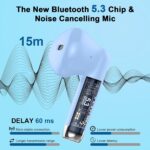 Wireless Earbuds, Bluetooth 5.4 Headphones in Ear with Noise Cancelling Mic, Bluetooth Earbuds Stereo Bass, IP7 Waterproof Sports Earphones, 32H Playtime USB C Charging Buds Light Blue for Android iOS - Image 2