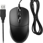 Classic Wired USB Optical Mouse, 3-Button Computer Mouse with Scroll Wheel, Symmetrical Comfort Design, Black