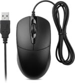 Classic Wired USB Optical Mouse, 3-Button Computer Mouse with Scroll Wheel, Symmetrical Comfort Design, Black