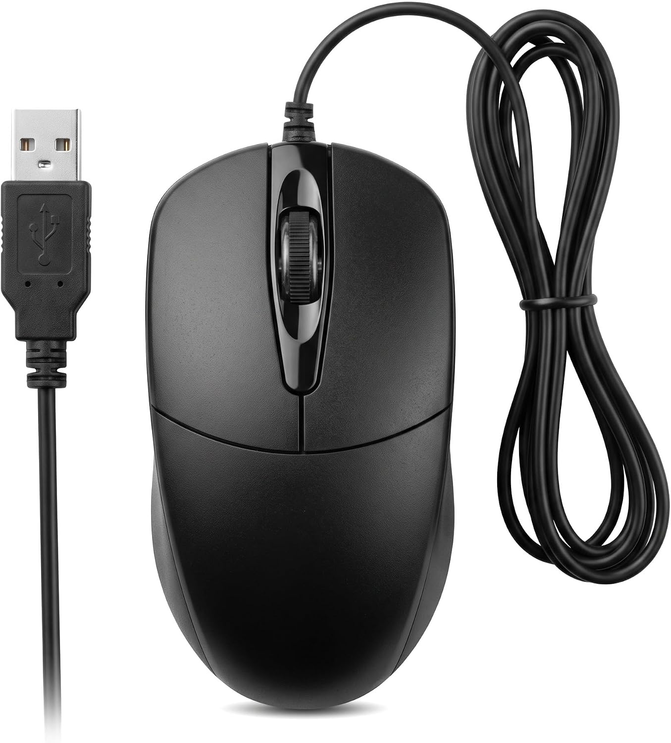 718KNqrrmaL._AC_SL1500_ Classic Wired USB Optical Mouse, 3-Button Computer Mouse with Scroll Wheel, Symmetrical Comfort Design, Black - Image 1