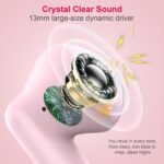 Wireless Earbuds, Bluetooth 5.4 Earbuds Stereo Bass, Bluetooth Headphones | in Ear Noise Cancelling Mic, Wireless Earphones IP7 Waterproof Sports, 32H Playtime Mini USB C Charging Ear Buds Light Pink - Image 2