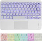 Wireless Bluetooth Keyboard,10-inch Ultra-Slim 7 Color Backlight with Touchpad,Rechargeable Wireless Magnetic Bluetooth Portable Compact Keyboard,for Smartphone Laptop Tablet Travel Kids Gift(White)