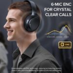 Active Noise Cancelling Bluetooth 6.0 Headphones 120H Long Playtime, 6 ENC Mic, Over Ear Headphones Wireless, Hi-Res Audio, Memory Foam Earcup, Transparency Mode ANC Headphone for Travel Office - Image 5