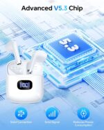 Wireless Earbuds Bluetooth 5.3 Ear Buds Headphones, 40Hrs Playback | Stereo Sound, LED Display, IPX7 Waterproof, Compact In-ear Earphones with Mic for Phone Tablet Laptop Sport, White - Image 4